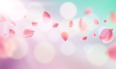 Pink sakura falling petals background