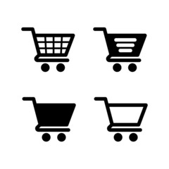 Shopping cart icon set. Collection of vector symbol Shopping Trolley on white background. Flat Vector Illustration Design Template Element.