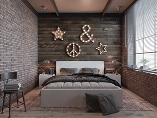 bedroom in loft style