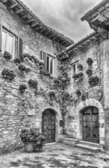 Historical buildings in the old city center of Assisi, Italy
