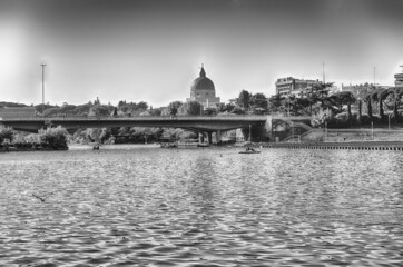 Scenic view over the lake of EUR in Rome, Italy