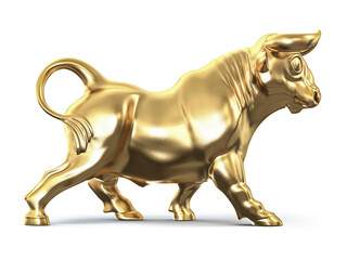 Golden bull isolated on white.