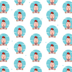 Seamless pattern winter animal chick design