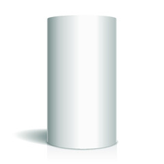 White cylinder isolated on a white background. 3d rendering