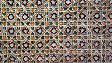 Portuguese tiles. Traditional ornate portuguese decorative color tiles azulejos. Abstract background