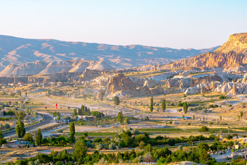 Cappadocia view at sunset from Asiklar Tepesi in Goreme