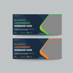 Business conference horizontal web banner.online banner template for business conference announcement.