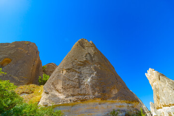 Fairy Chimneys around the Goreme town in Cappadocia Turkey