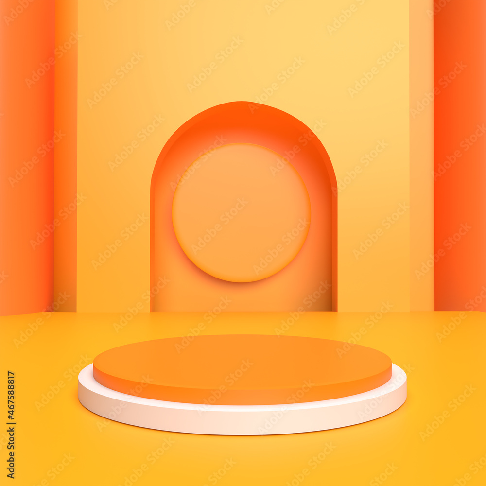 Poster sale black podium shelf or empty pedestal display on vivid yellow black friday background with minim