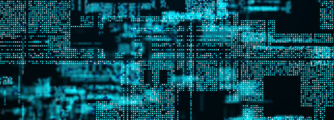 Abstract technology background. Computer matrix. Futuristic cyber background of particles. 3d rendering.