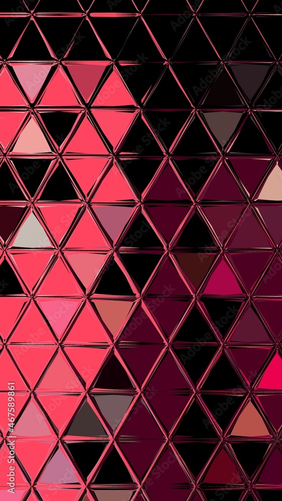 Aufkleber intricate and detailed triangular mosaic pattern and design in many shades of pink on a black colour