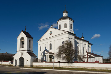 Fototapeta na wymiar Old ancient Transfiguration church in Rakov, Minsk region, Belarus.