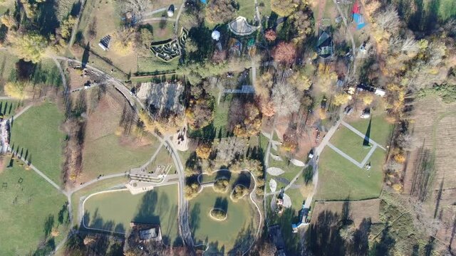 Aerial shot of Stanislaw Lem Science Garden in Krakow, Poland