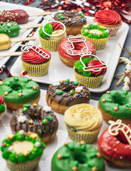 Christmas cupcakes and doughnuts