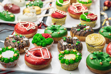 Christmas cupcakes and doughnuts