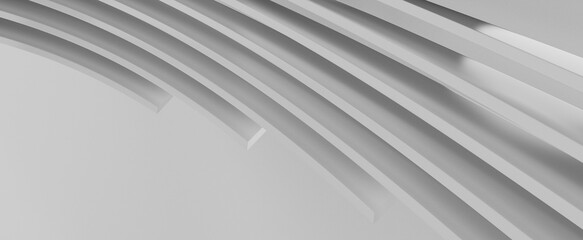 3D illustration of white surface made of waving lines, abstract background