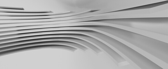 Abstract of white lines background, Minimal dynamic shape, 3d renderin