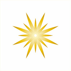 Gold Snowflake. Flat style.  Symbol of winter, Christmas, New Year holiday. Golden silhouette  on white background. Vector illustration