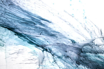 Abstract navy blue ocean sea sky watercolor background. indigo paint stains and spots, water waves,...