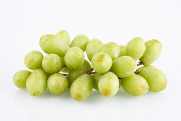 Bunch of green grapes isolated on white background with copy space, clipping path