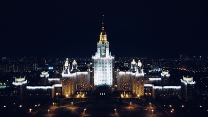 Fototapeta na wymiar Lomonosov Moscow State University Night