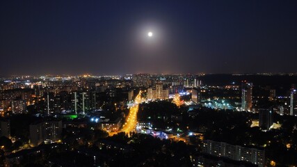 Fototapeta na wymiar Night City Full Moon