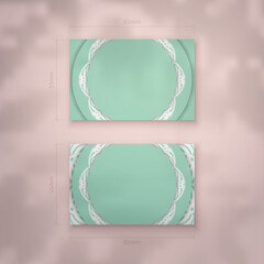 Abstract white pattern mint color business card for your personality.