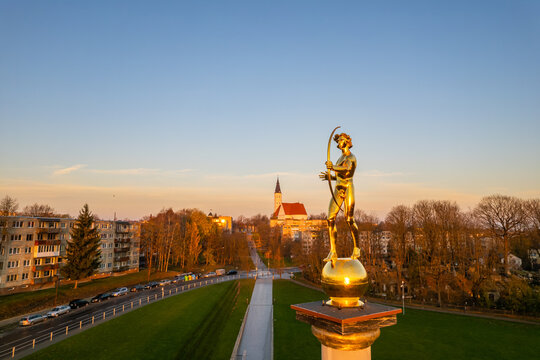Aerial autumn fall sunrise view of &Scaron;iauliai city, Lithuania