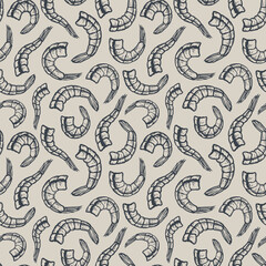Vector shrimp seamless pattern, seafood background