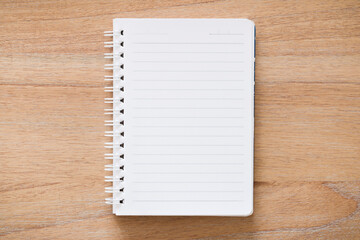 Blank notebook journal open on a desk