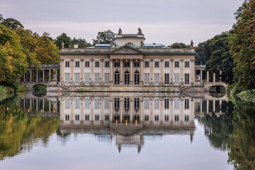 Fototapeta na wymiar Palace on Water in Lazienki Park - Royal Baths Park in Warsaw city, Poland