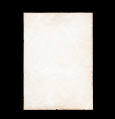 Vintage parchment paper isolated black background clipping path