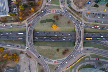 Aerial autumn fall sunrise view of Vilnius, Lithuania