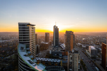 Obraz premium Aerial autumn fall sunrise view of Vilnius, Lithuania