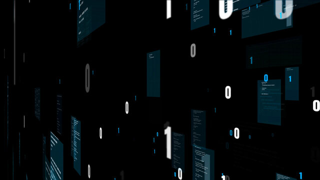 Visionary programming and coding of future software . 3D rendering computer graphic .