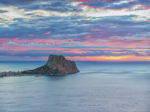 Mirador Monte Toix in Calp, Alicante, Valencia, Spain during sunset