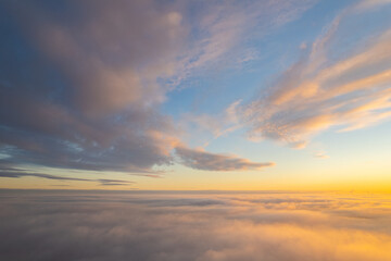 Fototapeta na wymiar Aerial sunrise sunset sky view
