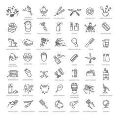 Barber shop elements. Outline icons collection. Simple vector illustration