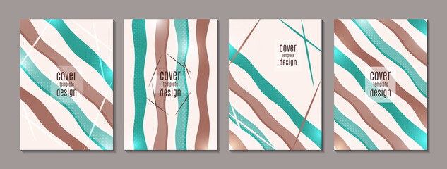 A set of cards. Abstract background with colored wavy lines. Vector