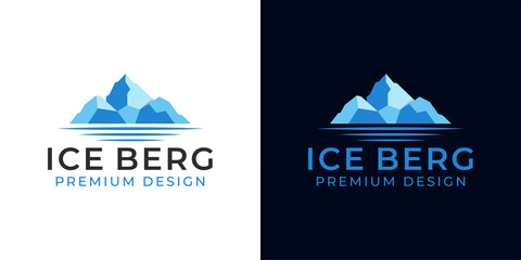 mountain iceberg logo. geometric ice peak Floating ice mountain ice land glacier vector design