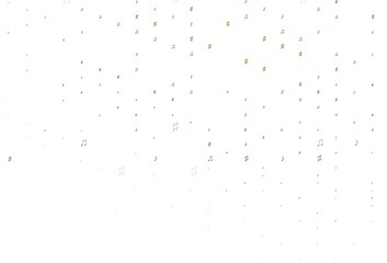 Light Green vector background with music symbols.