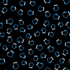 Line Chef hat icon isolated seamless pattern on black background. Cooking symbol. Cooks hat. Vector