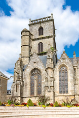 Fototapeta na wymiar Ploermel in Brittany, Saint-Armel church, beautiful monument 
