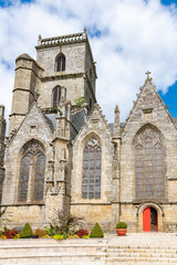 Fototapeta premium Ploermel in Brittany, Saint-Armel church, beautiful monument 