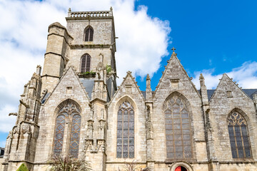 Fototapeta premium Ploermel in Brittany, Saint-Armel church, beautiful monument 