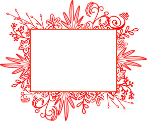 Red frame made of floral patterns