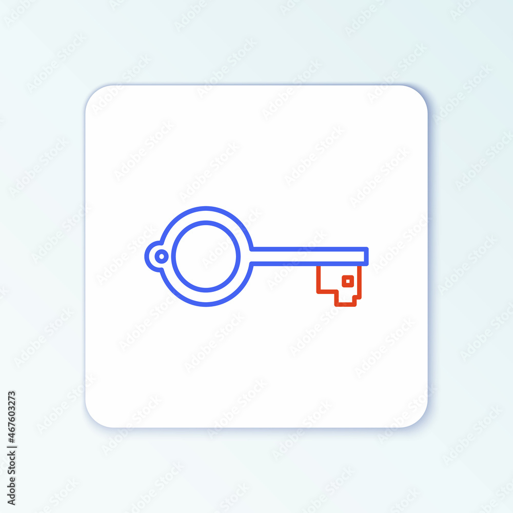 Poster line ancient key for game icon isolated on white background. colorful outline concept. vector