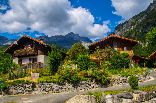 Scenic landscape of Servoz in Haute Savoie in France