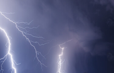 Fototapeta na wymiar Lightning with dramatic clouds
