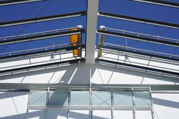 Modern open roof with retracted sunshades